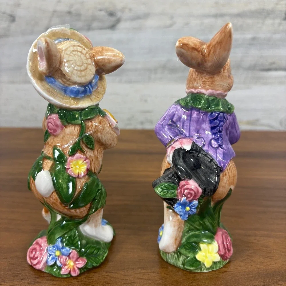 Fitz‎ and Floyd Easter Bunny Ceramic Salt and Pepper Shaker 1994